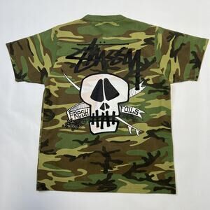 Stussy Shirt Mens Small Camo Fresh Foils Tee Skull Graphic Streetwear New Tags